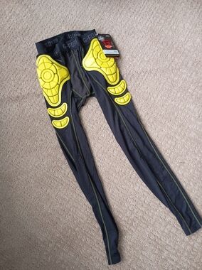 G-Form Black Pro-x Compression Pants/Leggings with Yellow Protective Pads